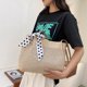 thumbnail image 1 of Bolso de mano de gran capacidad tejidos de paja de mano de hombro con cinta de seda para mujer, 1 of 6