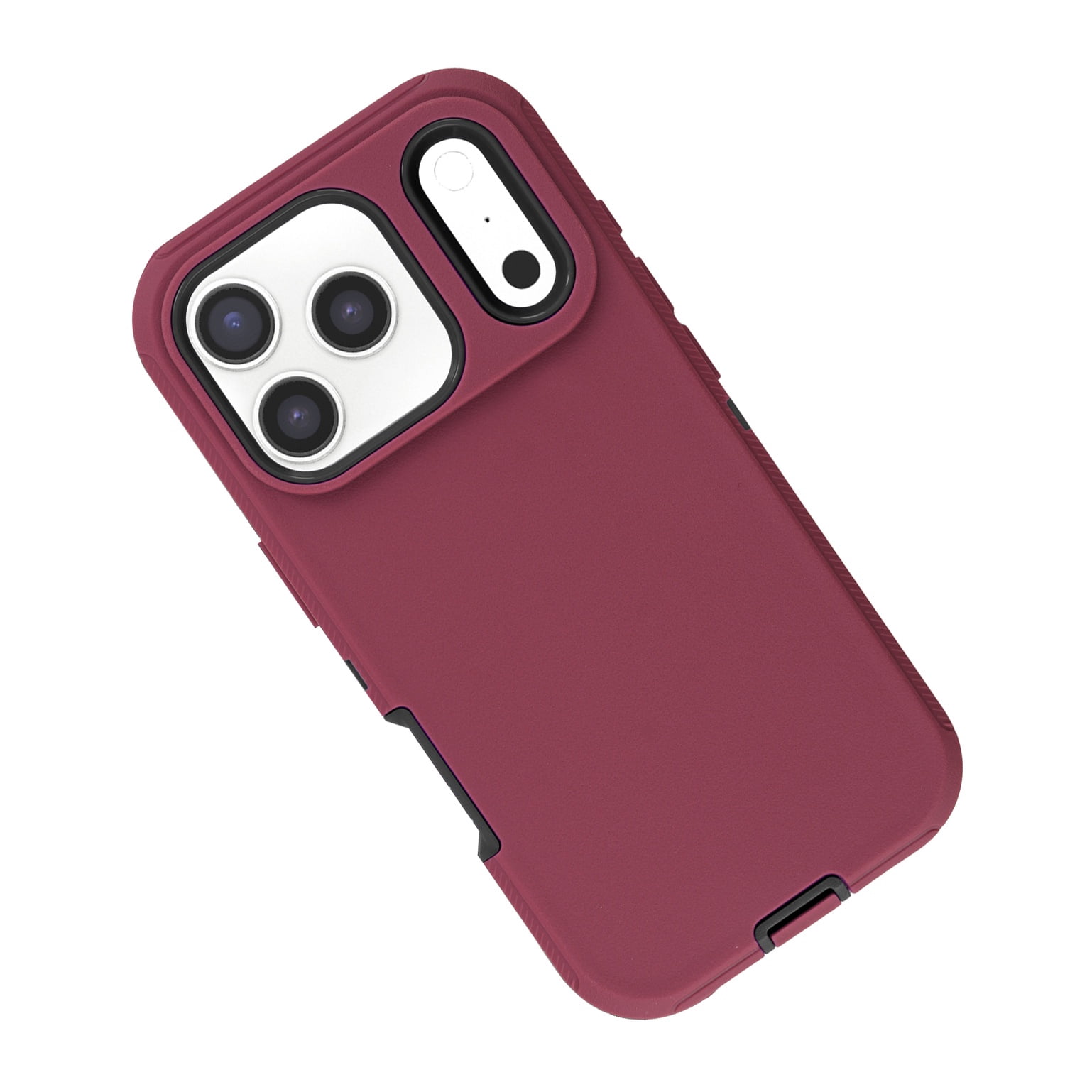 Heavy Duty Drop Resistant Case for iPhone 17 Pro Max - Maroon and Black