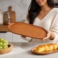 thumbnail image 5 of Imitation Wood Tray Light Brown 9.45in Oval Serving Tray for Dessert Cake Fruit Snacks Coffee Shop Home Kindergarten, 5 of 6