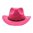 thumbnail image 5 of Womens Hat Unisex Western Cowboy Hat Retro Wool Fedora Classic Style Hot Pink One Size, 5 of 5