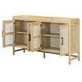 thumbnail image 5 of Natural Wood Sideboard Buffet Cabinet with Rattan Doors and Storage Shelves, 5 of 7
