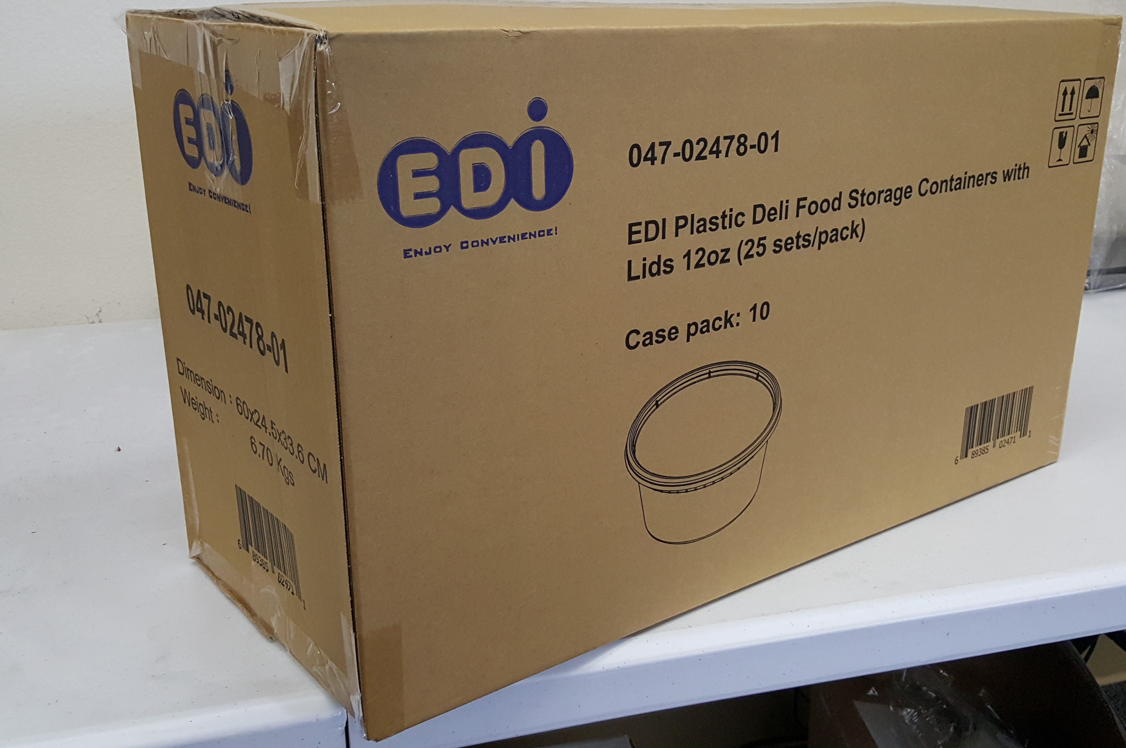 EDIRound Deli Containers, Microwavable with Lids (12 oz) 250 sets