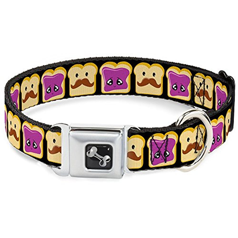 BuckleDown 1526" Peanut Butter W Mustache & Jelly Dog Collar Bone