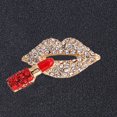 thumbnail image 3 of Lip Lipstick Brooch Pin Women Clothes Lapel Pin Rhinestone Brooch Pin Decoration, 3 of 5