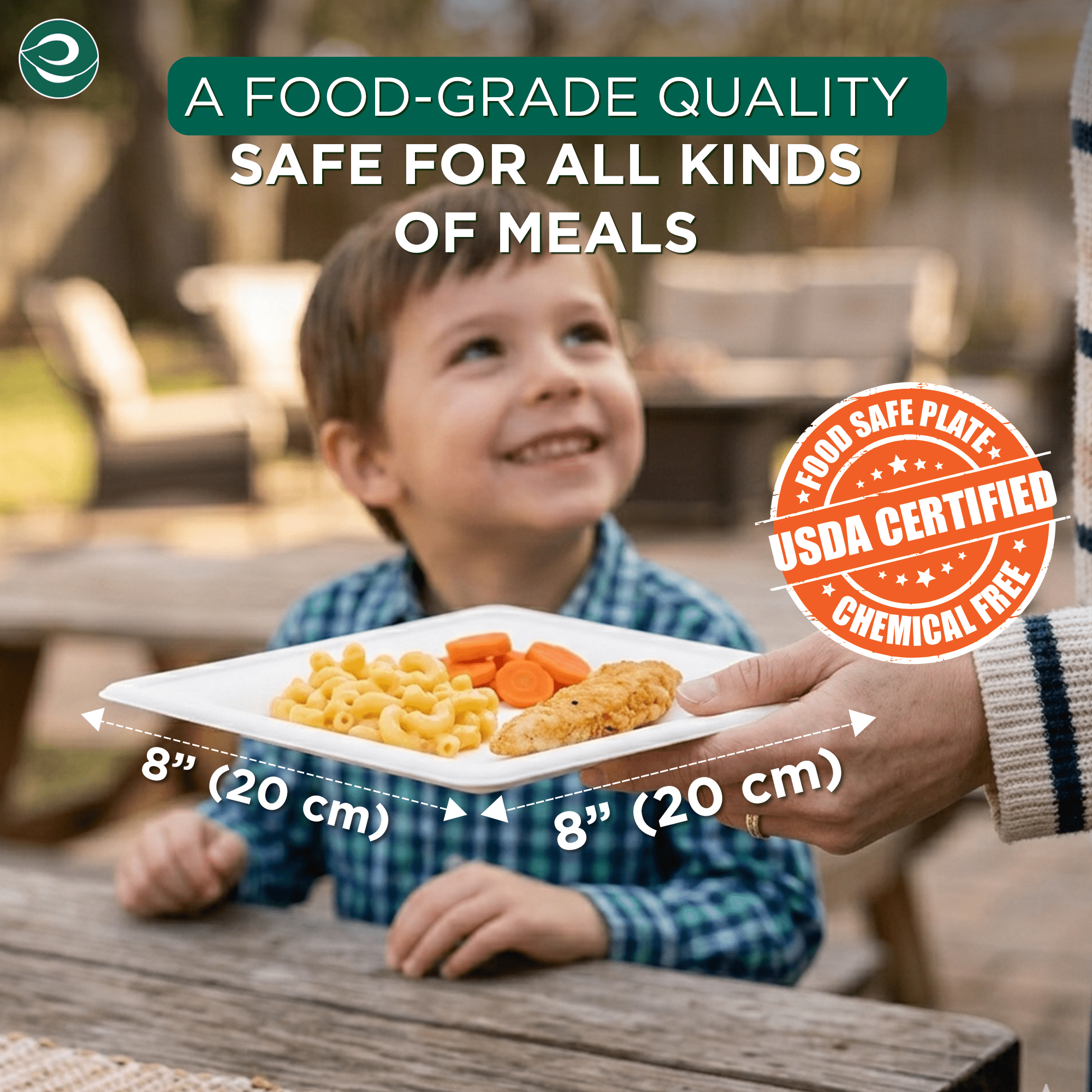 ECO SOUL Biodegradable Sugarcane Eco Plates, Casual, Heavy Duty Disposable Paper Plates, 8 in, 400 Count