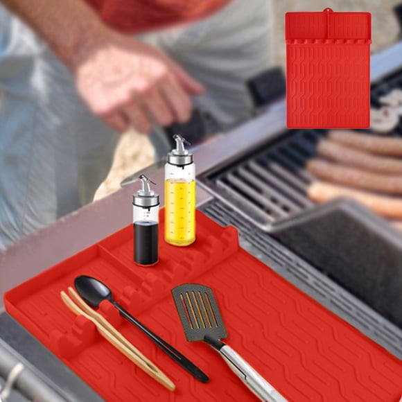 Alfombra de silicona resistente para barbacoa y cocina al aire libre - Alfombra protectora antiadherente para parrilla de camping y herramientas y mesas auxiliares