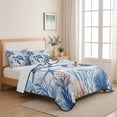thumbnail image 5 of Full Quilt Set 78''x90'', Summer Beach Coastal Lightweight Summer Bedspread Coverlet Set with 2 Pillow Shams, Sea Turtle Coral Nautical Breathable All Season Quilt Bedding for Bedroom/Guest Room, 5 of 9