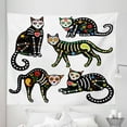 thumbnail image 1 of Sugar Skull Tapestry, Calavera Inspired Ornate Black Cats Mexican Style Holiday the Day of the Dead, Fabric Wall Hanging Decor for Bedroom Living Room Dorm, 5 Sizes, Multicolor, by Ambesonne, 1 of 1
