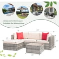 thumbnail image 2 of Lacoo 5 Pieces Patio Sectional Sofa Sets All-Weather PE Rattan Conversation Sets With Glass Table Gray, 4, 2 of 3