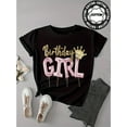 thumbnail image 1 of Girls Happy Birthday’Cartoon Cotton Print Letter Print Children's Casual Outdoor Short-sleeved T-shirt, Crew Neck, Cotton, The Best Gift for Girls and Boys Under 12 Years Old, 1 of 6