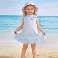thumbnail image 7 of Lopecy-Sta Toddler Girls Summer Ruffle Dress Stand Up Collar Sleeveless Flower Girls Swiss Dots Flowy Pleated Party Dress Easter Dresses with Hat, 7 of 7