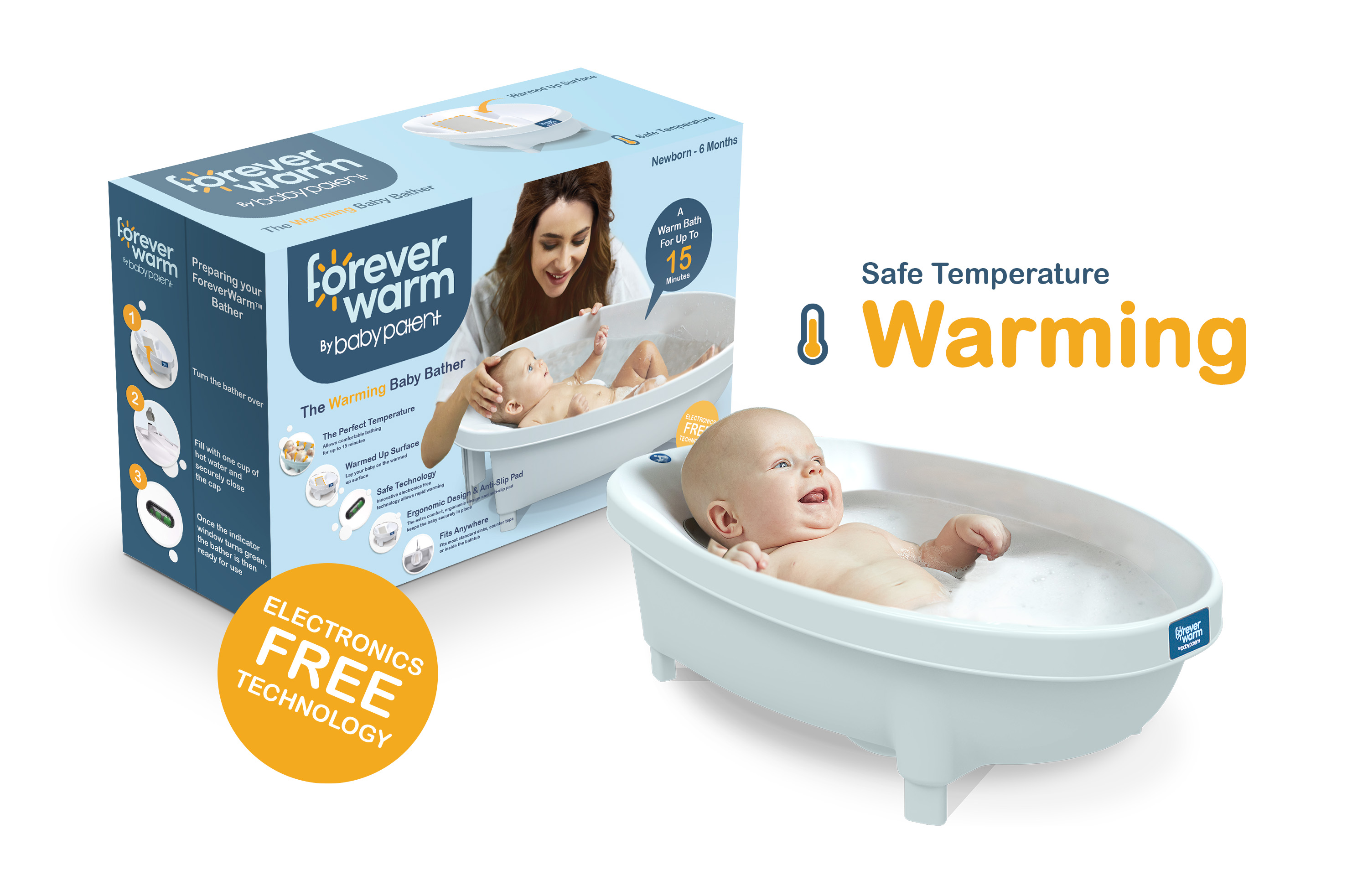Baby Patent Forever Warm Baby Tub, White photo 1