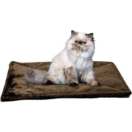 Furhaven ThermaNAP Self-Warming Cat Bed for Indoor Cats & Small Dogs, Washable & Reflects Body Heat - Quilted Faux Fur Reflective Bed Mat - Espresso, Small