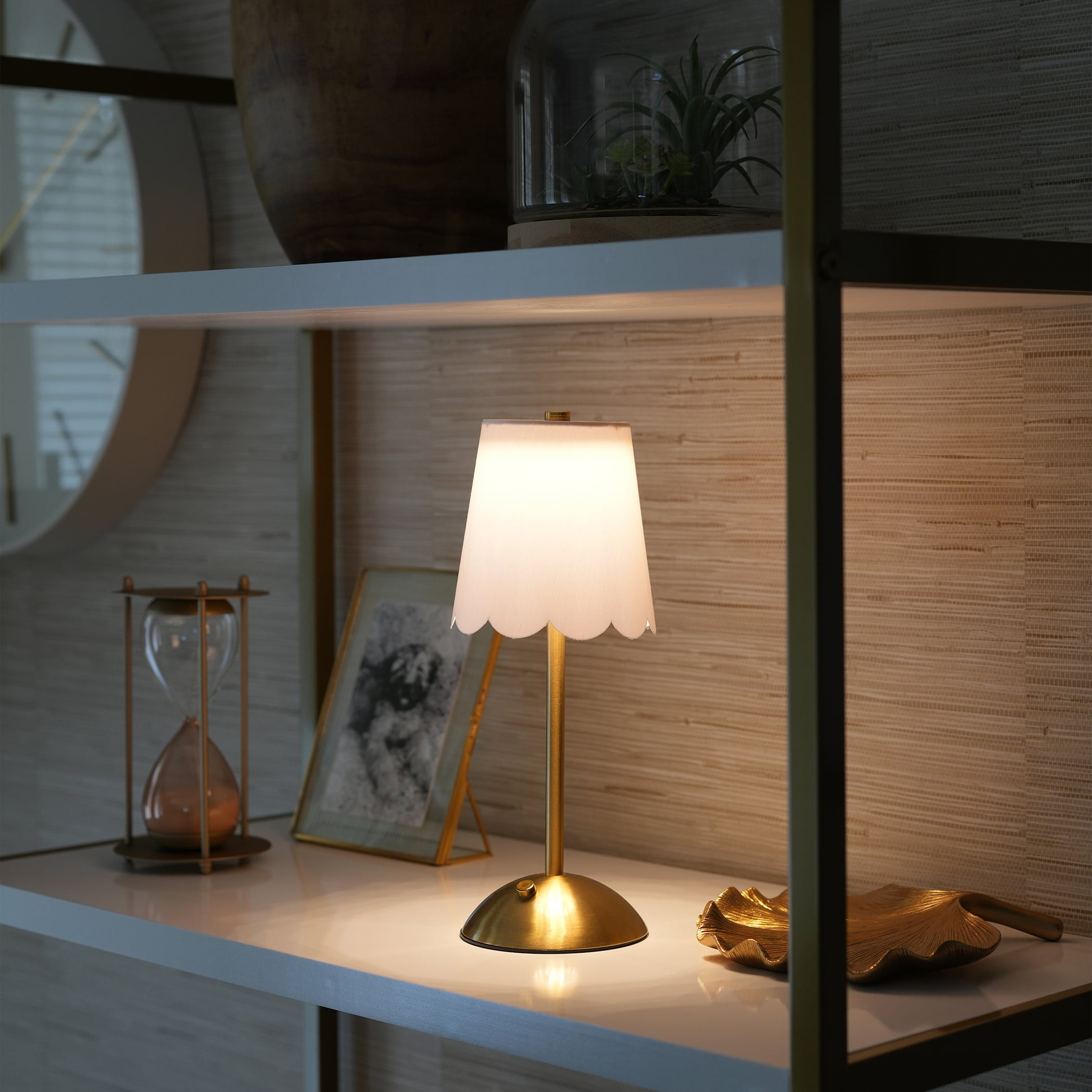 (2 pack) Home Decor Collection Sterling & Noble Home Cordless Rechargeable 11.9" Brass Table Lamp with Dimmable 3 Option Lights