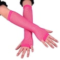 thumbnail image 3 of 2 Pairs Long+2 Pairs Short Fishnet Gloves - Black+Pink, 3 of 6