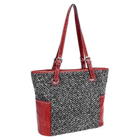 - Womens MELODY Quilted Fabric with Croco Faux Leather Tote