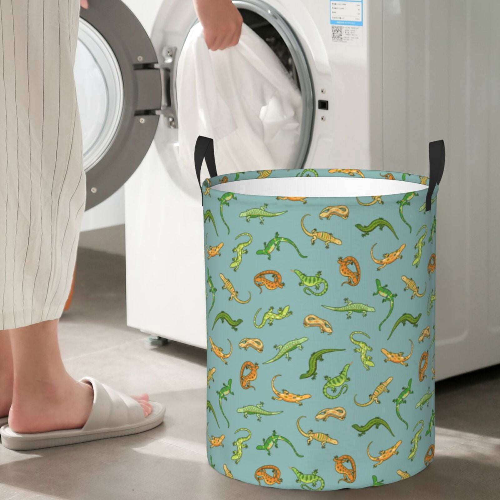 Large Laundry Basket with Handles - Colorful Cute Lizard_C Kids Baby Dirty Clothes Laundry Hamper for Bedroom Aesthetic