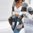 thumbnail image 5 of Womens Fall Fashion 2022! QLEICOM Sweaters for Women, Women's Fashion Autumn Winter Stripes Long Sleeve Cardigan Sweater Coat Tops On Clearance, 5 of 6
