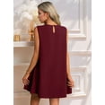 thumbnail image 4 of Womens Cute Dress A-Line Round Neck Dress Sleeveless Wine Red XL, 4 of 7