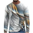 thumbnail image 2 of Lilgiuy New Fashion Men's Long Sleeve 3D Printing T-shirt Loose Round Neck Pullover Undercoat Top Blouses & Shirts for Gym Workout Jogging Beach, 2 of 5