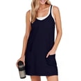 thumbnail image 4 of UVN Summer Dresses for Women Sleeveless Casual Shorts Jumpsuits Spaghetti Straps Romper Sundress with Pockets, 4 of 9