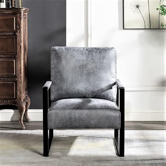 Modern Accent Chair with Durable Square Metal Frame