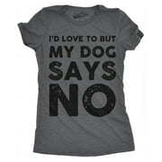 Womens Dog Says No Funny T Shirt for Mom Novelty Tee Sassy Dog Lovers Gift (Dark Heather Grey) - 3XL