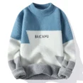 thumbnail image 2 of Suéter de cuello redondo con icono de punto para hombre, ropa de hombre de cuello redondo azul, grueso, cálido, de invierno, al por mayor, estilo coreano antiguo, 2 of 5