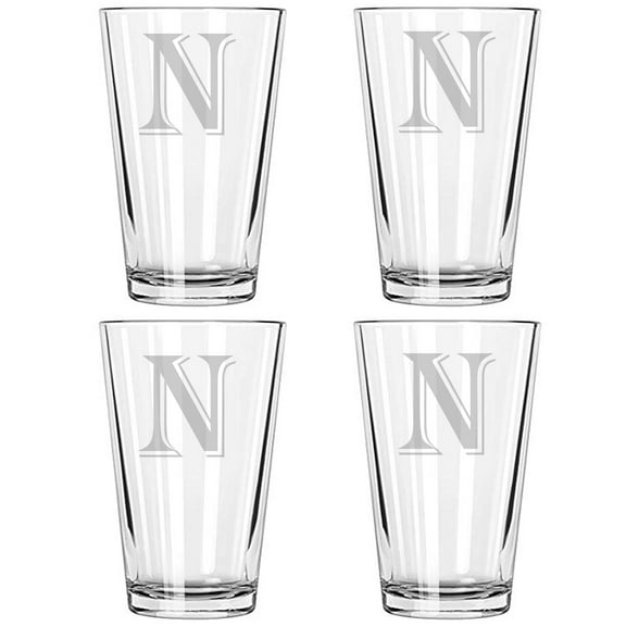 16OZ MONOGRAM BEER GLASS N SET OF 4