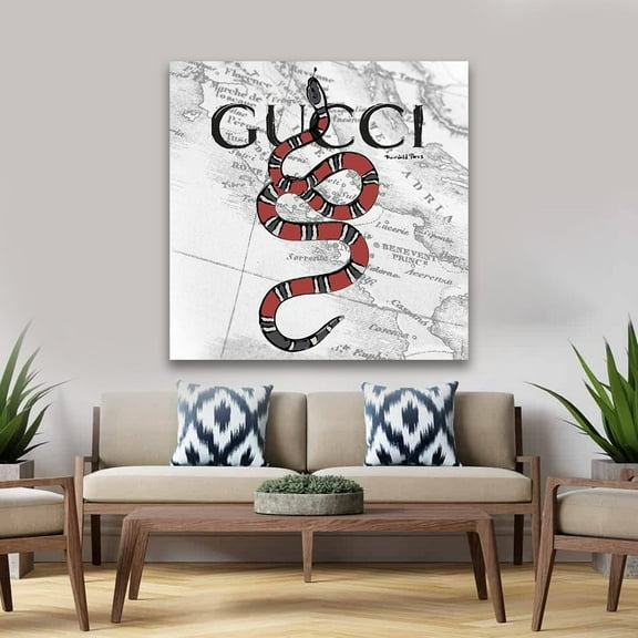 FASHION SNAKE - 14"x14" Canvas Artwork - Multi-Color 30 x 30