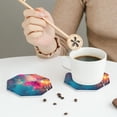 thumbnail image 6 of Disketp Colorful Lightbulb Abstract Funny Coasters,6 Pcs Leather Coasters with Holder, Perfect Housewarming Hostess Gifts,Protect Furniture from Water Marks Scratch and Damage,Octagon, 6 of 7