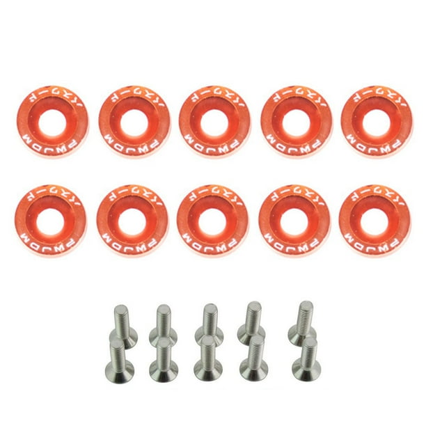 Speravity Juego surtido de arandelas y tornillos para coche de 10 piezas, Kit de arandela decorativa para pernos de vehículo, repuestos para automóviles Accesorios para motos Naranja Speravity VI018653-09