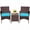 Brown four-line rattan + peacock blue cushion, variant on 3-Piece Outdoor Patio Bistro Set – PE Rattan Wicker Chairs with Soft Cushions, Glass Coffee Table, Small Porch Furniture for Backyard, Balcony, Poolside – Black Rattan/Ivory Seat Cushion