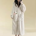 thumbnail image 3 of Hvyesh Robes for Women Warm Shaggy Plush Fleece Bathrobe Cute Button Downs Long Jacket with Hood Soft Comfy Lounge Bathrobe Housecoat, 3 of 6