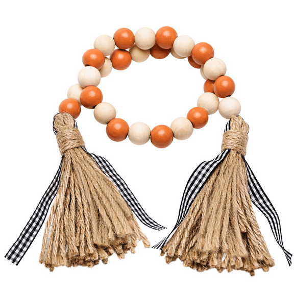 2ooya Rustic Wooden Beads with Linen Tassels for Wall and Door Knob Decoration