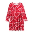 thumbnail image 4 of Girls' Red Heart Print Dress - Long Sleeve Soft Stretch, Cute Valentine's Day Outfit, Sizes 4-14 Years,Size 5-6 T, 4 of 7
