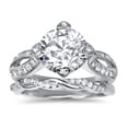 thumbnail image 3 of 2 Carat Solitaire CZ Engagement Wedding Ring Set, Platinium Plated Sterling Silver Bridal Set Size 5, 3 of 6