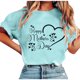 thumbnail image 1 of Tops de Manga Corta de Verano para las Mujeres Imprimir Blusa de Cuello Redondo, Moda Ligera de Poliéster Spandex, 1 of 4