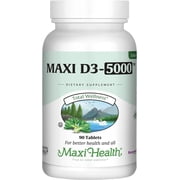 Maxi Health Vitamin D3 5000 IU (125 Mcg) Tablets – Bone, Teeth & Immune Support – High Potency – 90 Ct
