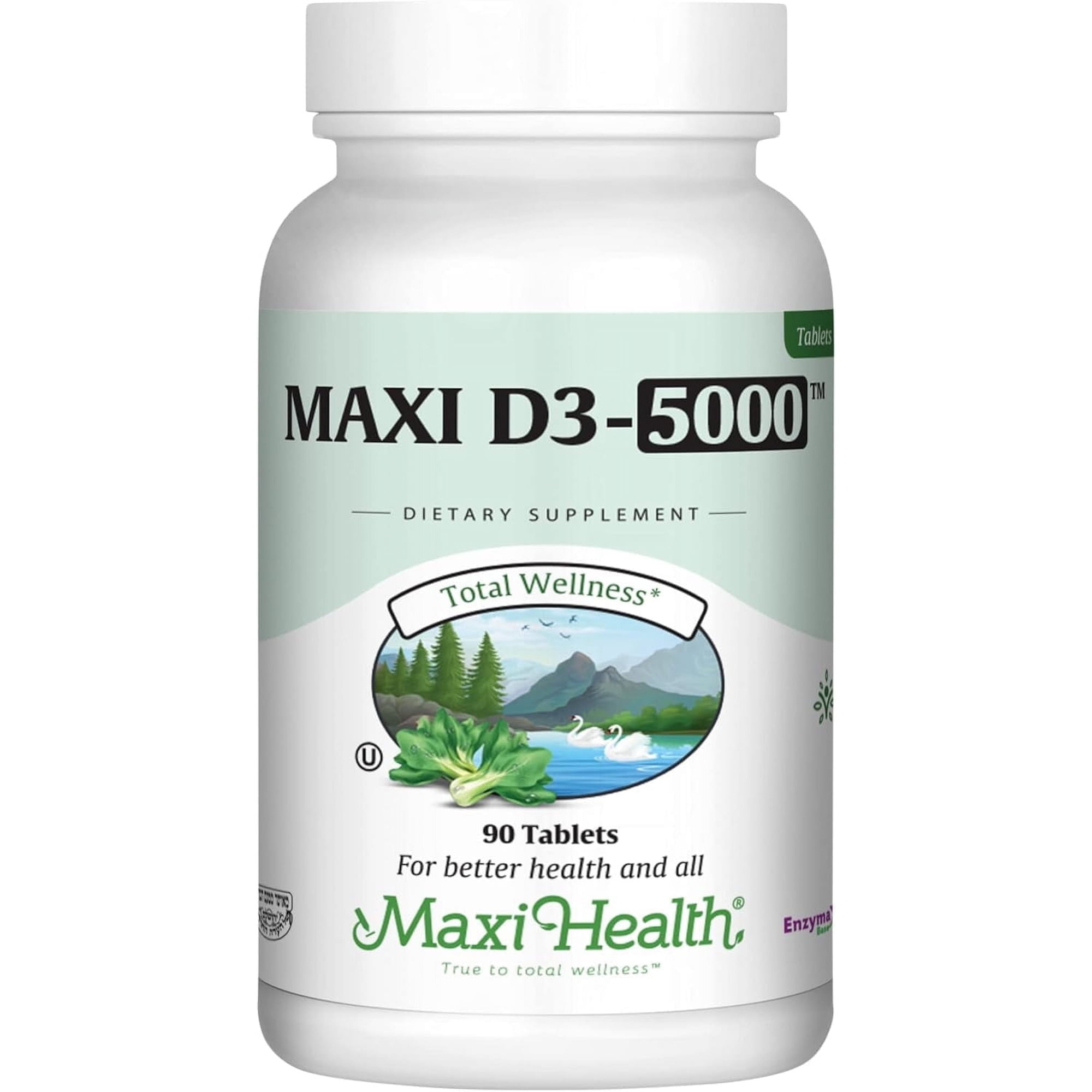 Maxi Health Vitamin D3 5000 IU (125 Mcg) Tablets – Bone, Teeth & Immune Support – High Potency – 90 Ct