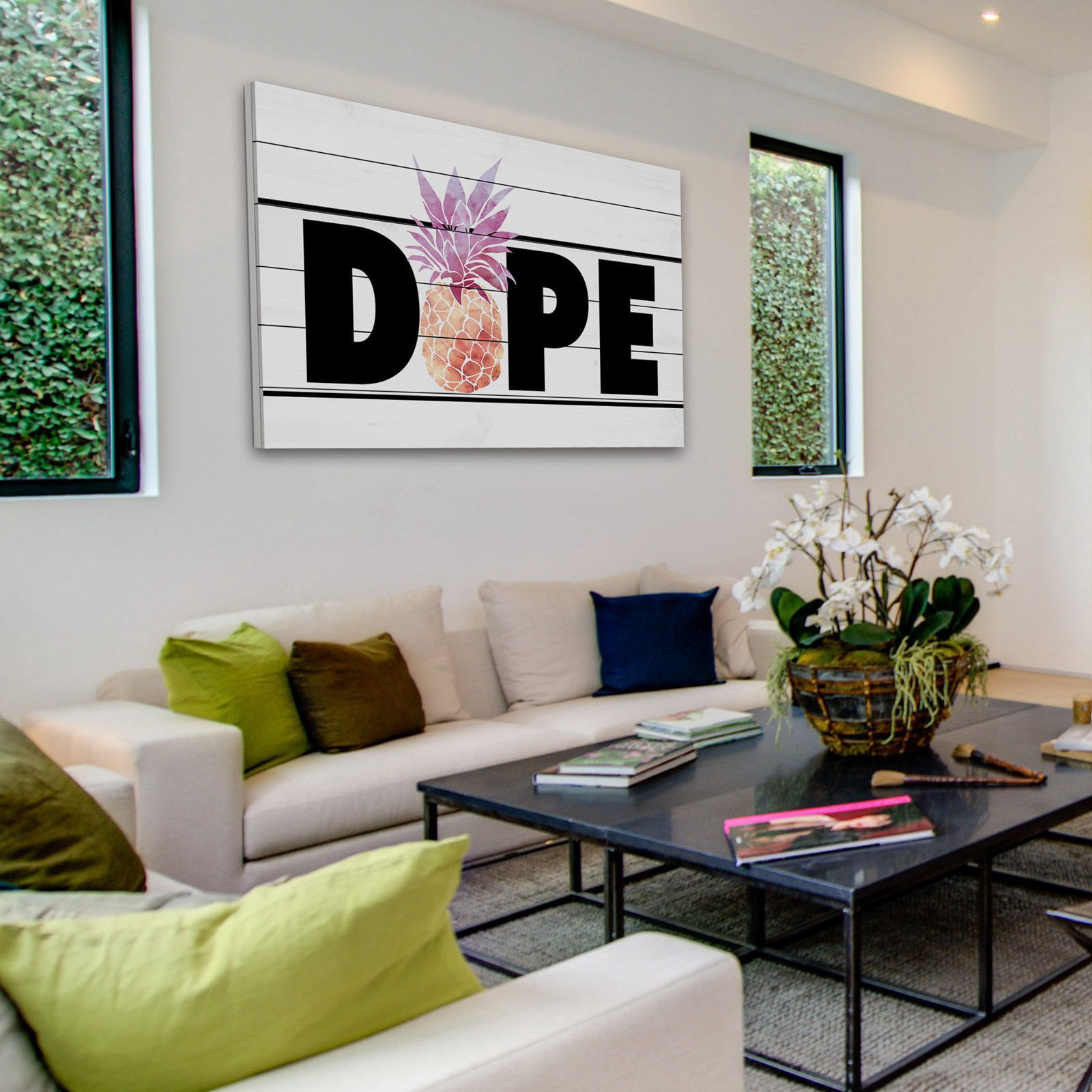 Marmont Hill "Dope Pineapple" by Diana Alcala Painting Print on White Wood