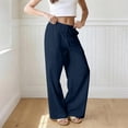 thumbnail image 6 of Zedker Women 100% Cotton Pants Wide Leg Casual Palazzo Pants Flowy Beach Summer Trousers Pants with Pockets Navy XXXL, 6 of 10