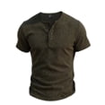 thumbnail image 3 of DIOAZUD Striped Henley Shirts for Men Button Short Sleeve T-Shirts Lightweight Comfy Summer Tshirts for Business Casual Green XL, 3 of 7