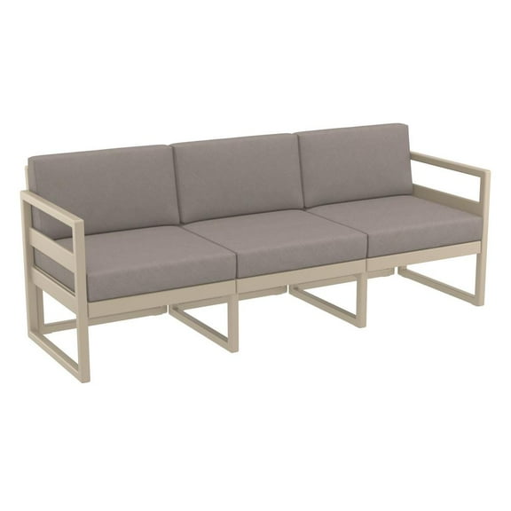 Mykonos Patio Sofa Taupe with Acrylic Fabric Taupe Cushions