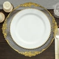 thumbnail image 4 of Efavormart 10 Pack | 10" White / Gold Beaded Rim Plastic Dinner Plates, Disposable Round Party Plates, 4 of 11