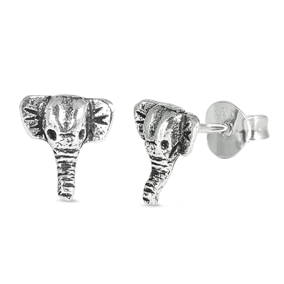 Sterling Silver Vintage Elephant Head Face Animal Earrings 925 New Jewelry Female Unisex