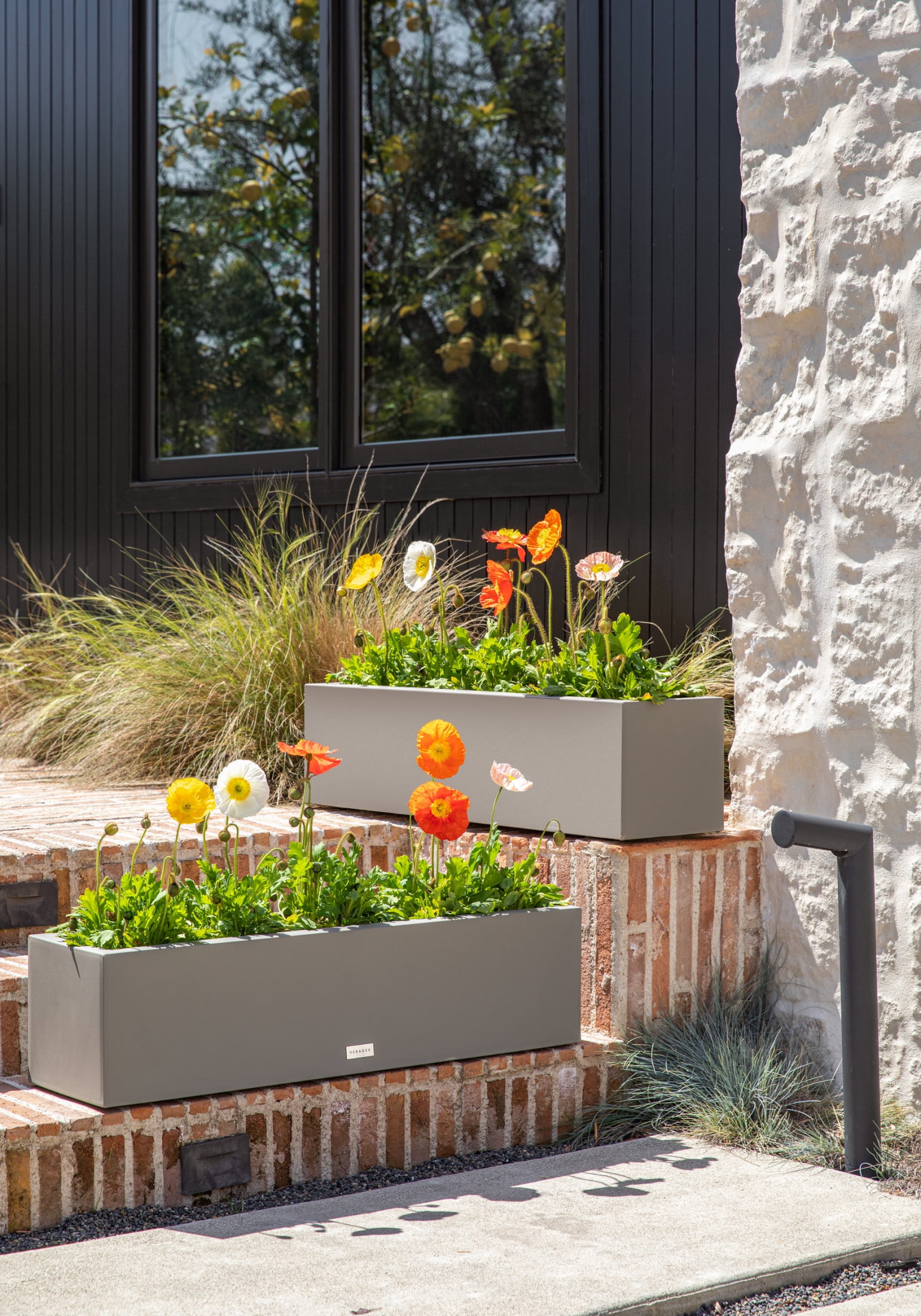 Veradek Block Series Trough 36" Plastic Planter - Gray