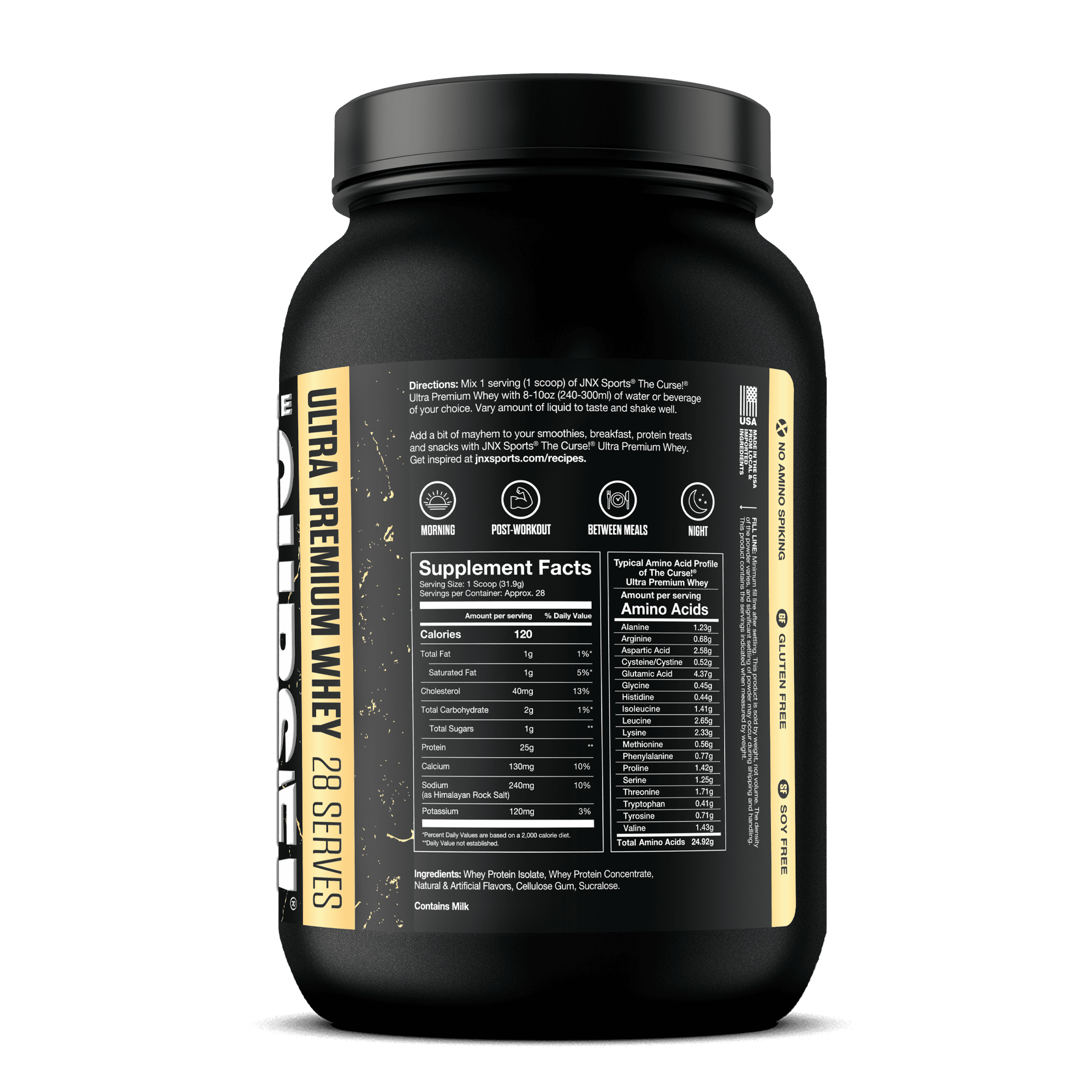 JNX Sports® The Curse! Ultra Premium Whey Protein Powder Vanilla Bean, Whey Protein Isolate Blend, 25g Protein per Serving, 2 lb