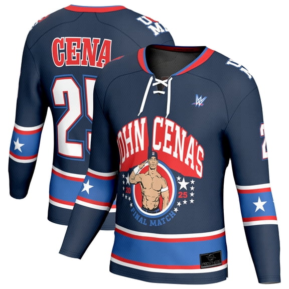 Men's ProSphere Navy John Cena Final Match Fashion Hockey Jersey
