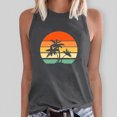 thumbnail image 2 of Gibobby Mujeres Casual Cocotero Impresión Mangas Cuello Redondo Camiseta Suelta Blusa Tops(Gris oscuro,XG), 2 of 4